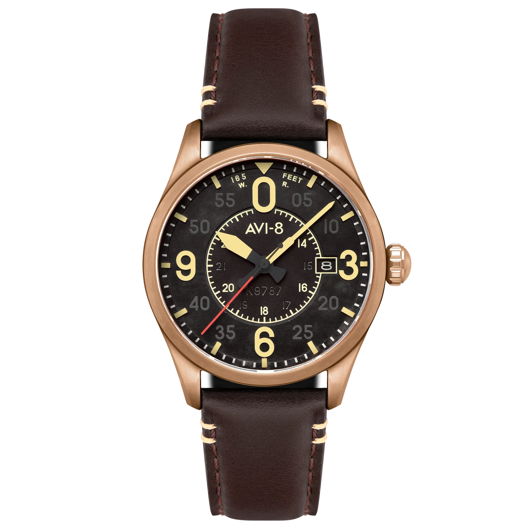 AVI-8 Spitfire Smith Bronze Black Dial Brown Strap Automatic Watch