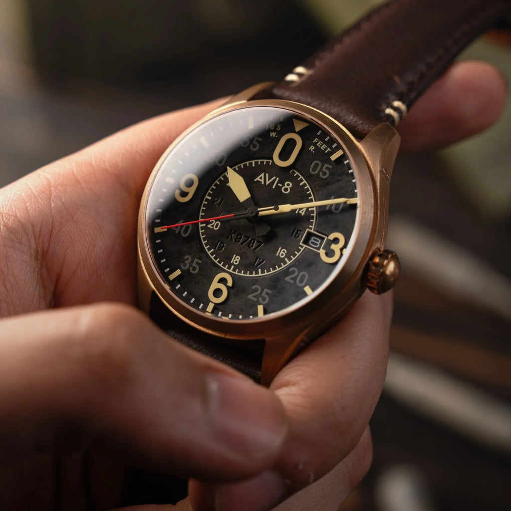 AVI-8 Spitfire Smith Bronze Black Dial Brown Strap Automatic Watch