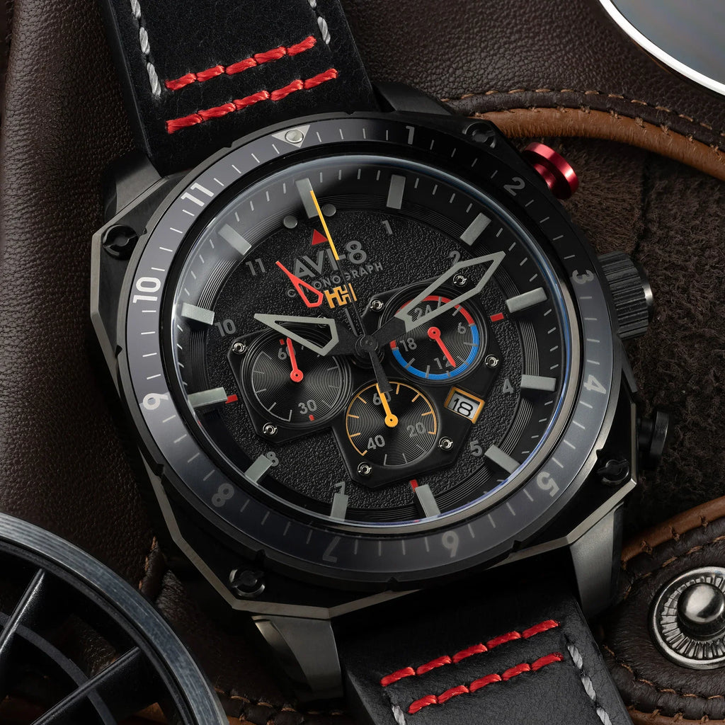 AVI-8 Hawker Hunter Atlas Dual Black Mens Watch