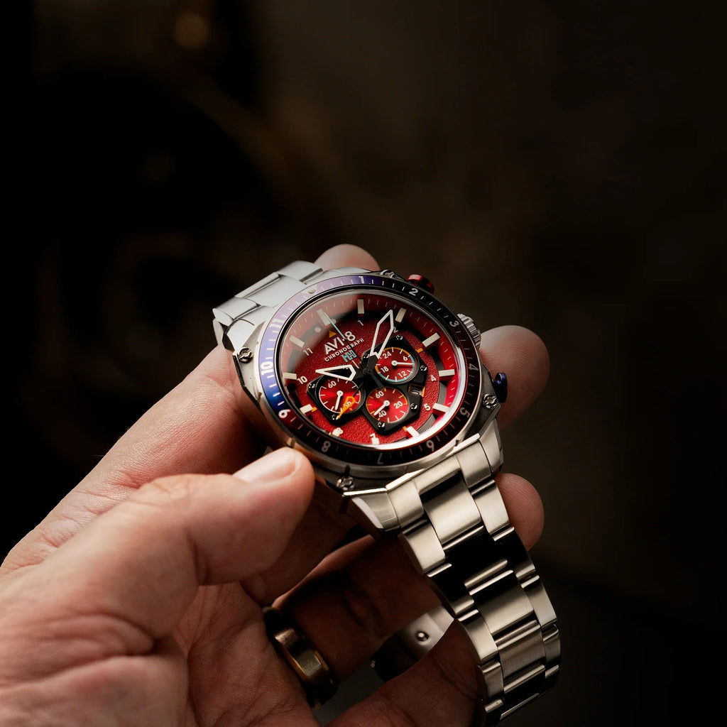 AVI-8 Hawker Hunter Atlas Men's Red Dual Time Watch
