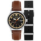 AVI-8 Hawker Hurricane McKellar Men's Black Brown Dual Time Watch