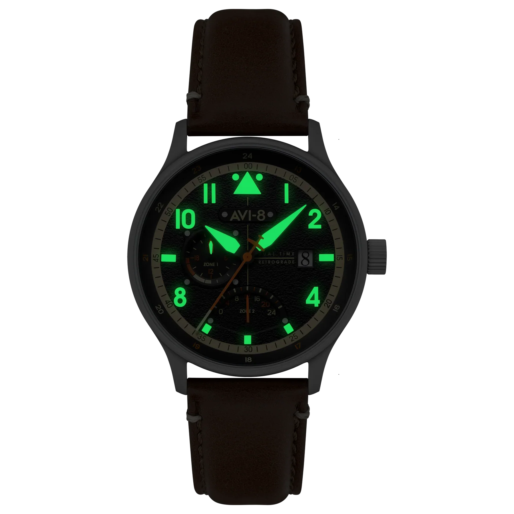 AVI-8 Hawker Hurricane McKellar Men's Black Brown Dual Time Watch