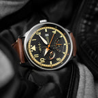 AVI-8 Hawker Hurricane McKellar Men's Black Brown Dual Time Watch