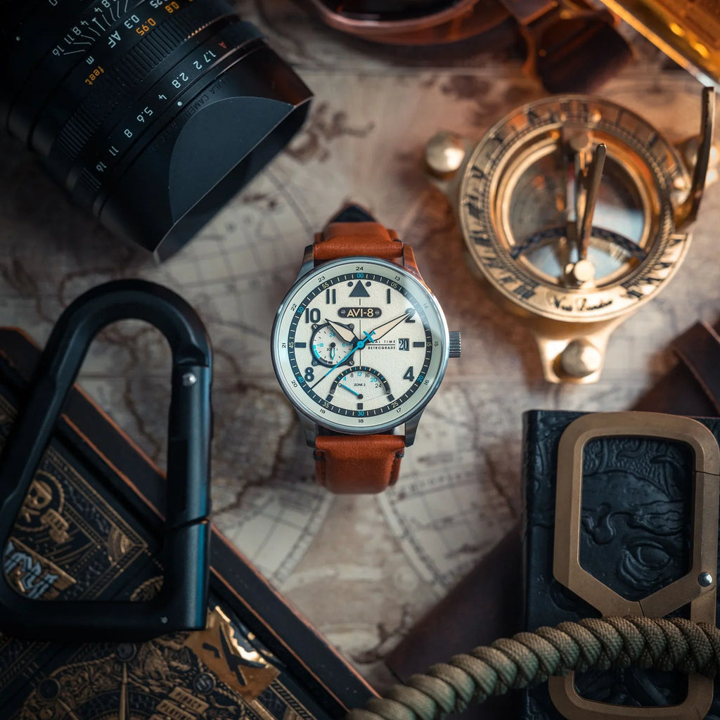 AVI-8 Hawker Hurricane McKellar Men's Beige Dual Time Watch