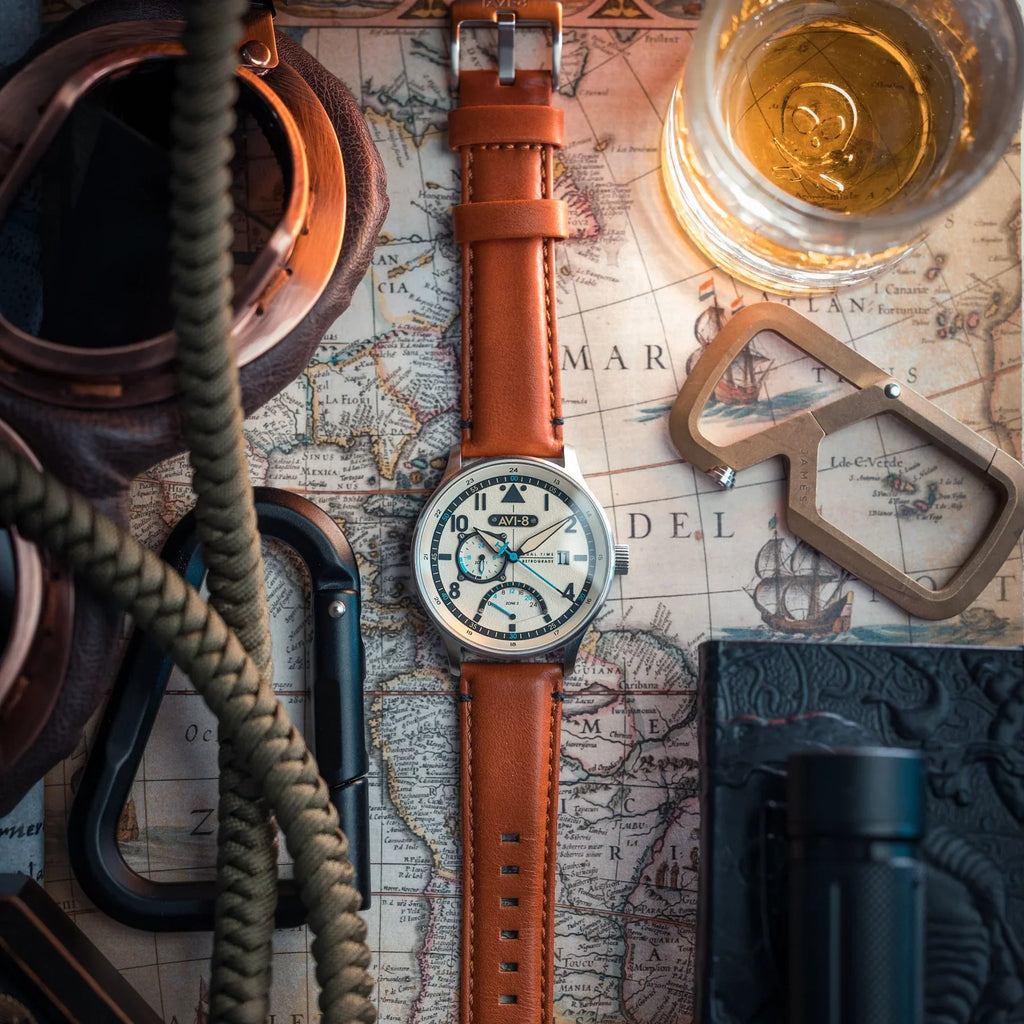 AVI-8 Hawker Hurricane McKellar Men's Beige Dual Time Watch