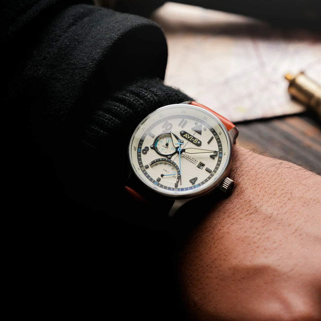 AVI-8 Hawker Hurricane McKellar Men's Beige Dual Time Watch