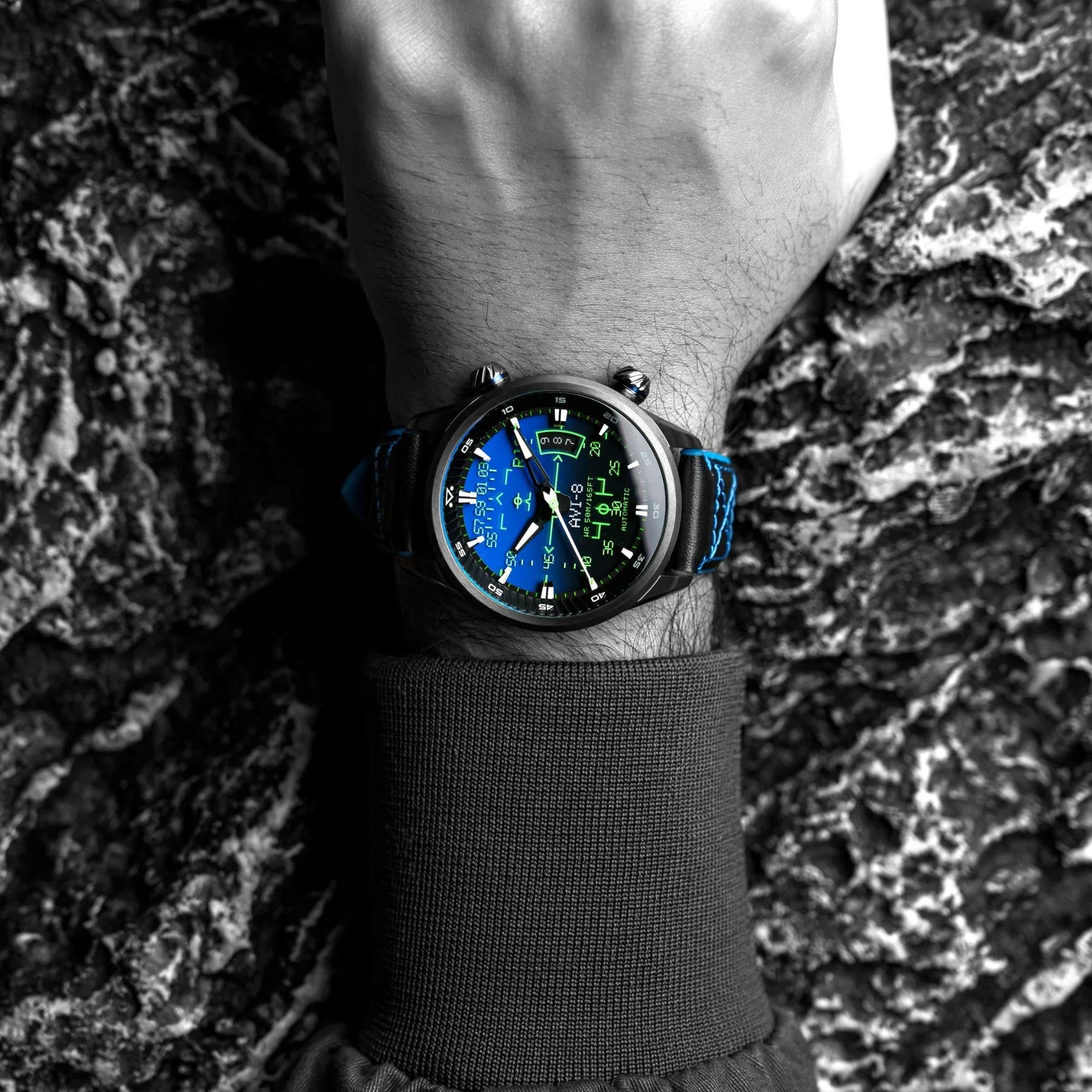 AVI-8 Hawker Harrier HUD Men's Blue Automatic Watch