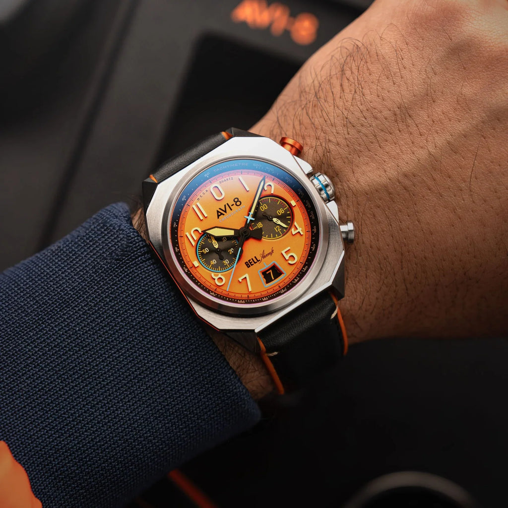 AVI-8 Bell X-1 Machbuster Orange Aviation Chronograph Watch