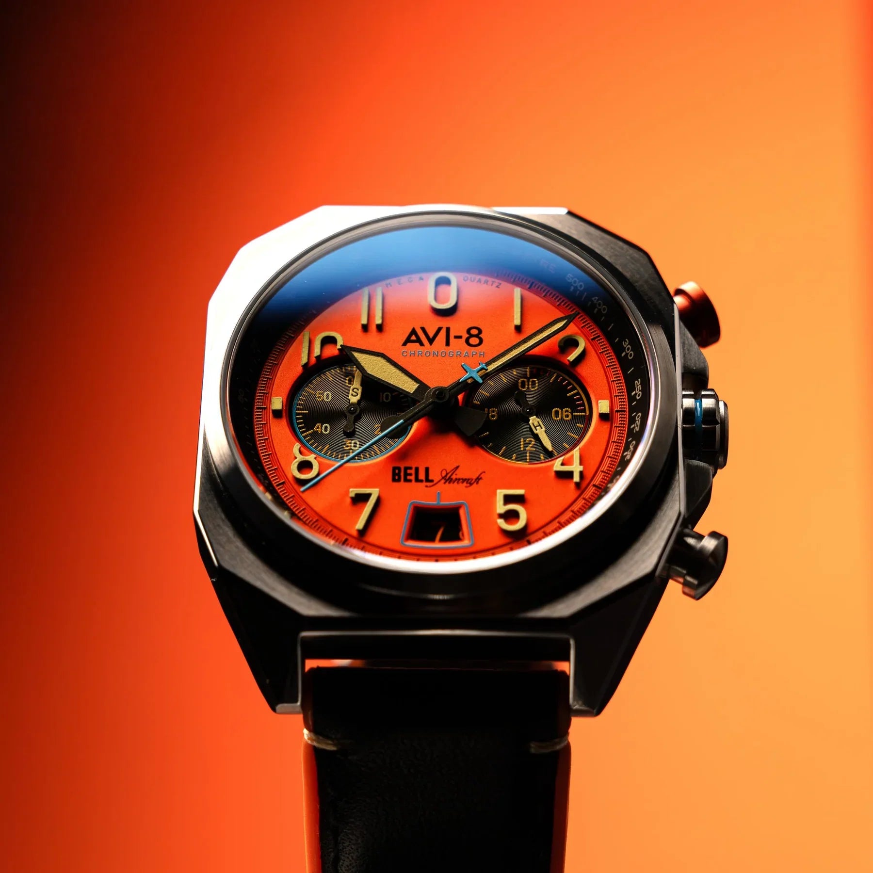AVI-8 Bell X-1 Machbuster Orange Aviation Chronograph Watch
