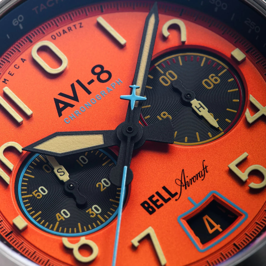 AVI-8 Bell X-1 Machbuster Orange Aviation Chronograph Watch