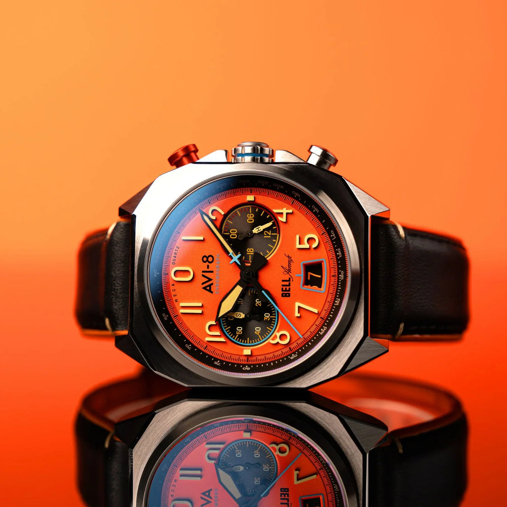 AVI-8 Bell X-1 Machbuster Orange Aviation Chronograph Watch
