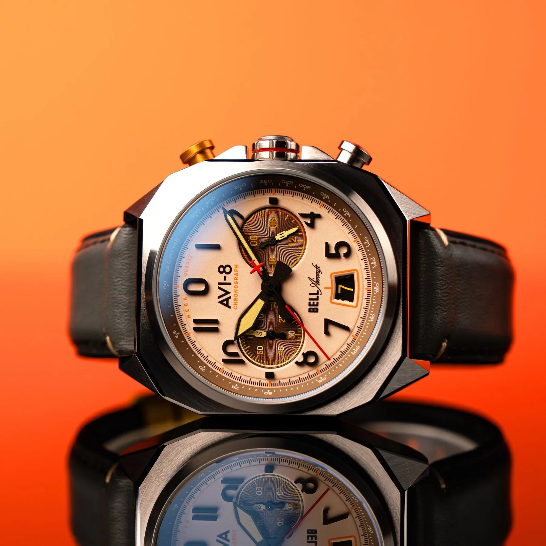 AVI-8 Bell X-1 Machbuster Beige Brown Chronograph Watch