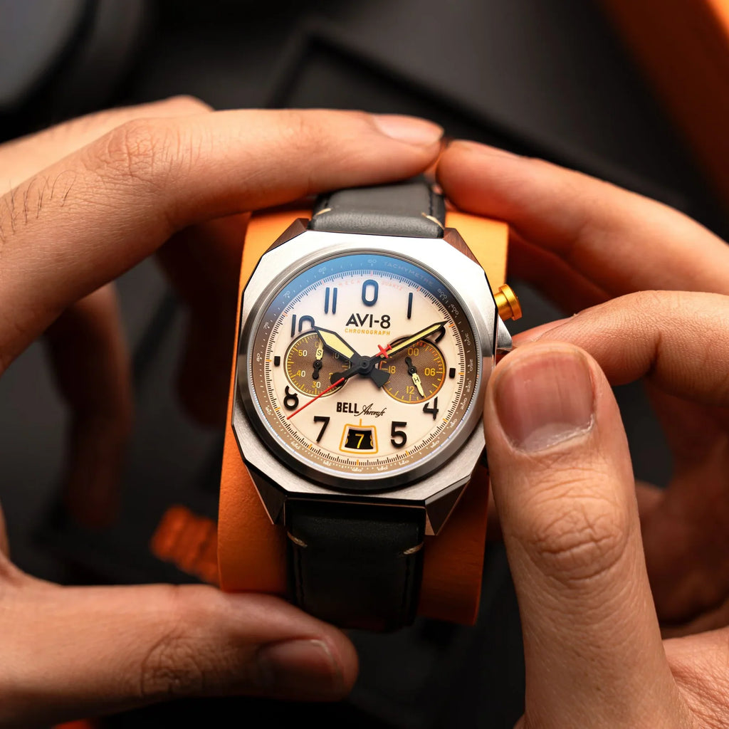 AVI-8 Bell X-1 Machbuster Beige Brown Chronograph Watch