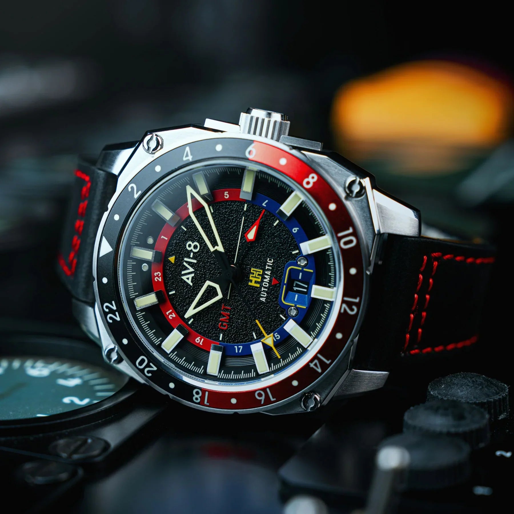 AVI-8 Hawker Hunter Atlas Men's Black GMT Automatic Watch
