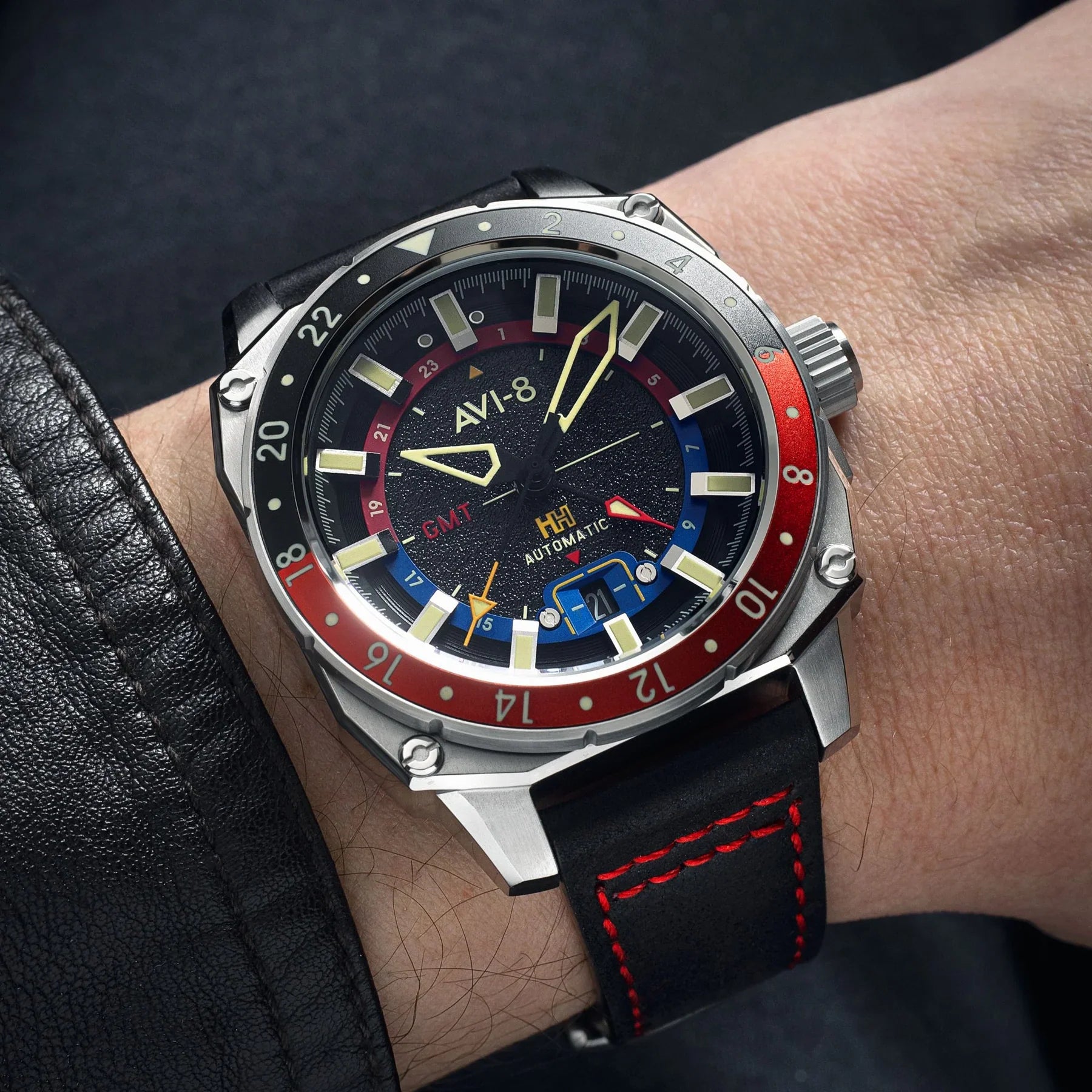 AVI-8 Hawker Hunter Atlas Men's Black GMT Automatic Watch