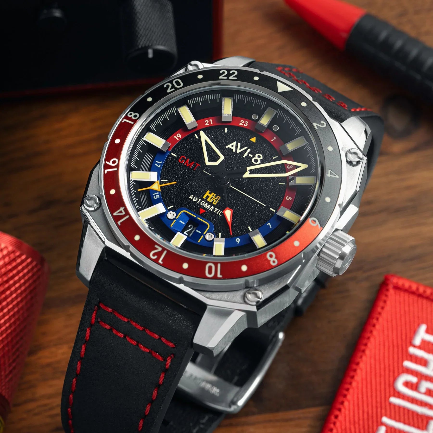 AVI-8 Hawker Hunter Atlas Men's Black GMT Automatic Watch