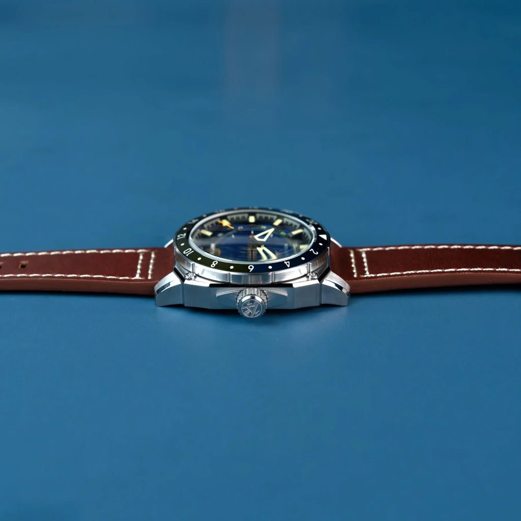 AVI-8 Hawker Hunter Atlas GMT Men's Blue Brown Automatic Watch