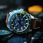 AVI-8 Hawker Hunter Atlas GMT Men's Blue Brown Automatic Watch