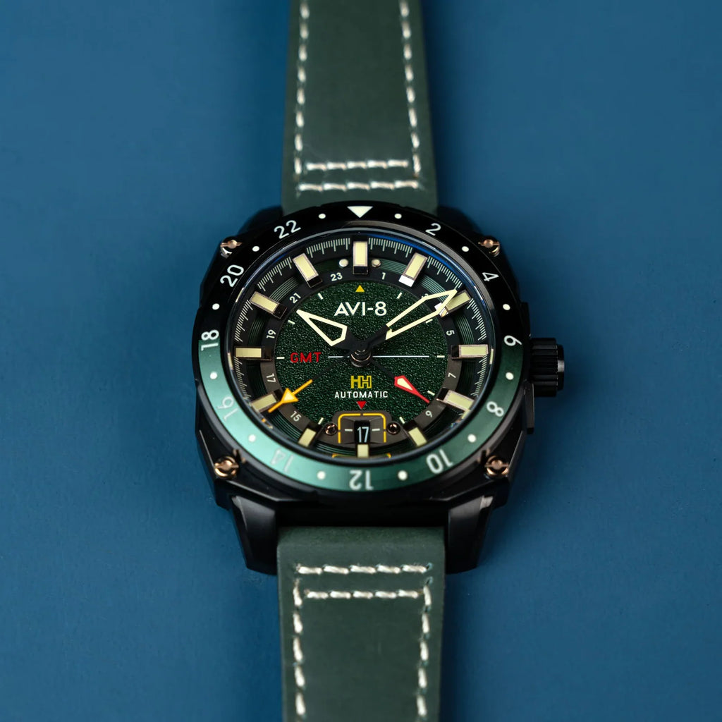 AVI-8 Hawker Hunter Atlas GMT Automatic Green Watch