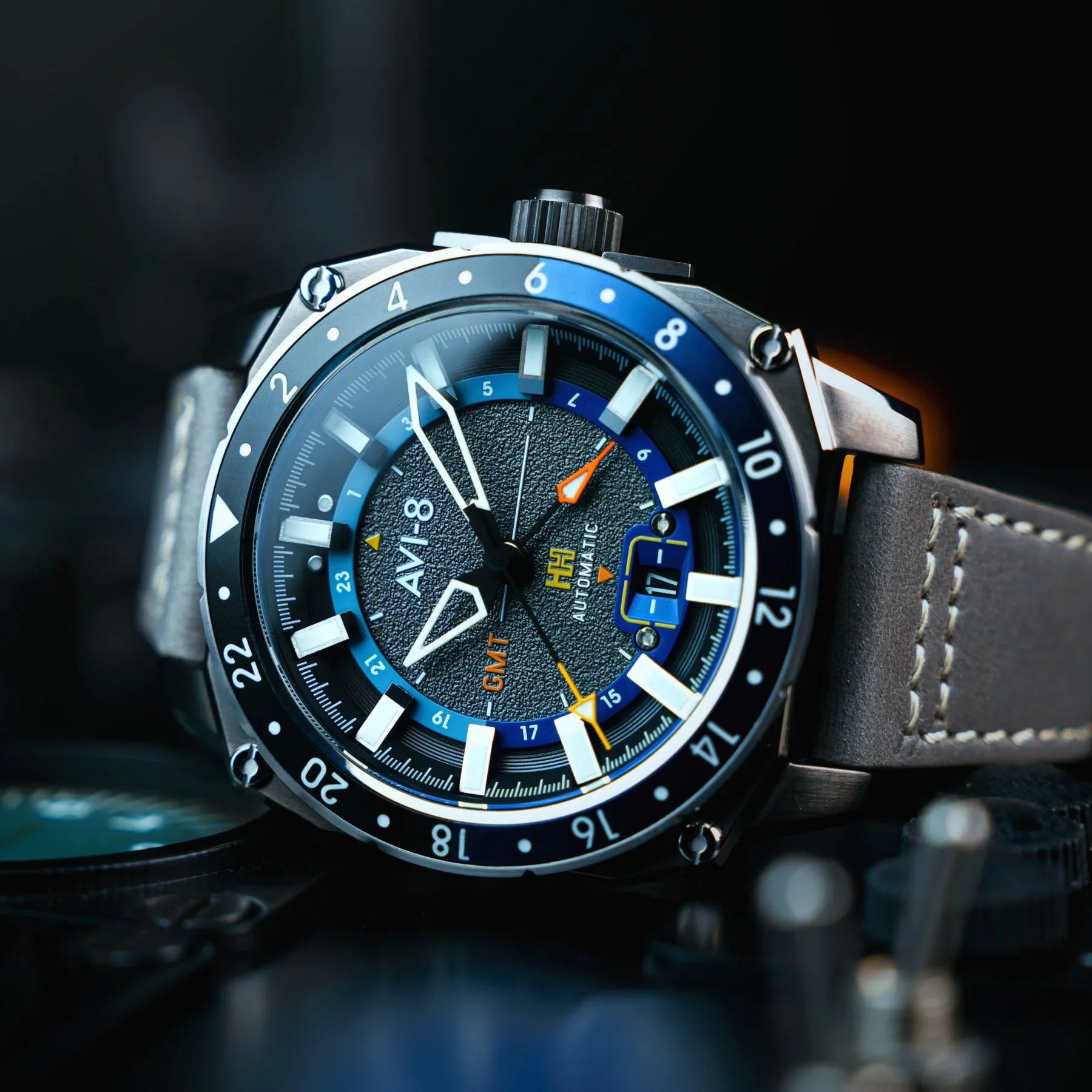AVI-8 Hawker Hunter Atlas Men's Grey GMT Automatic Watch