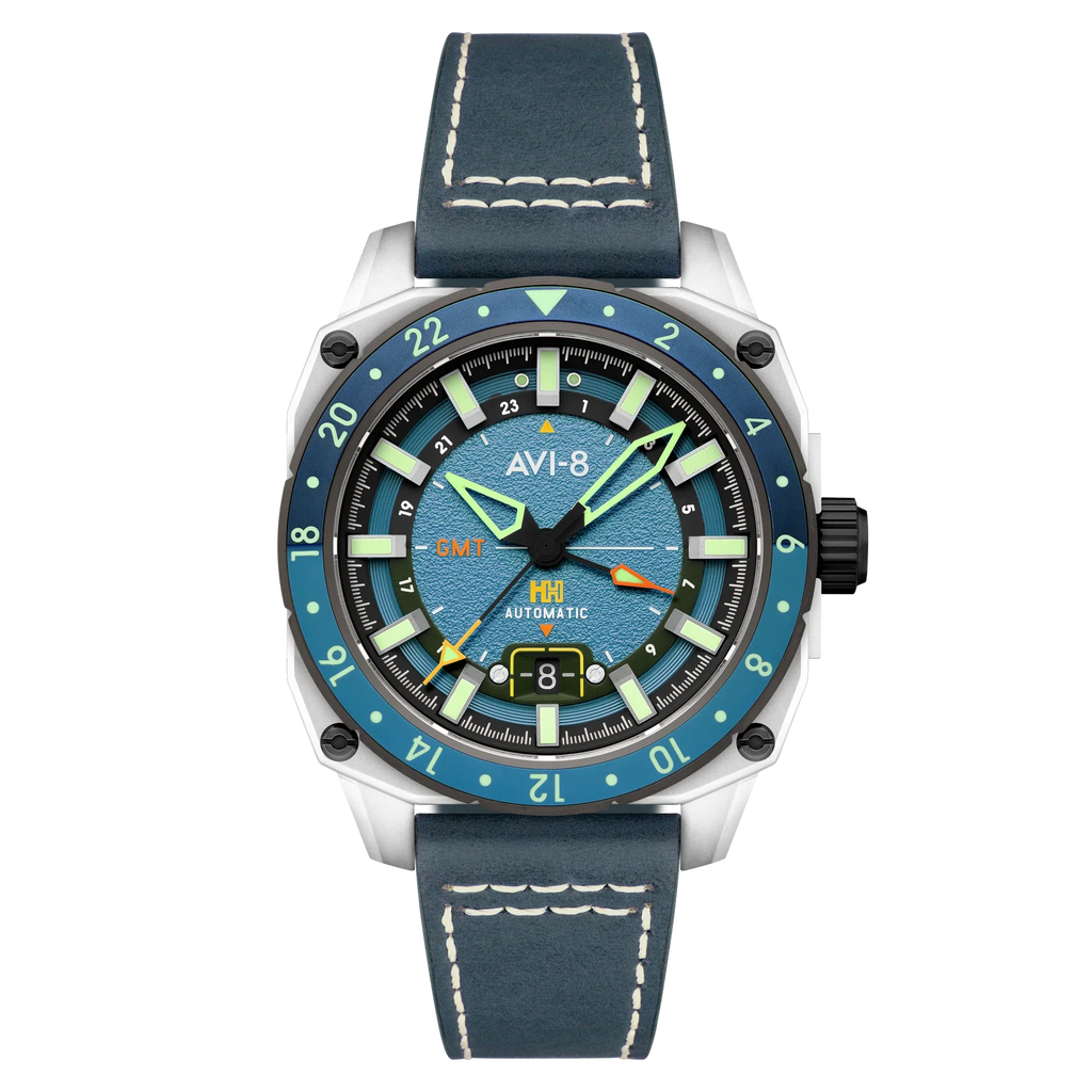 AVI-8 Atlas GMT Automatic Blue Leather Watch