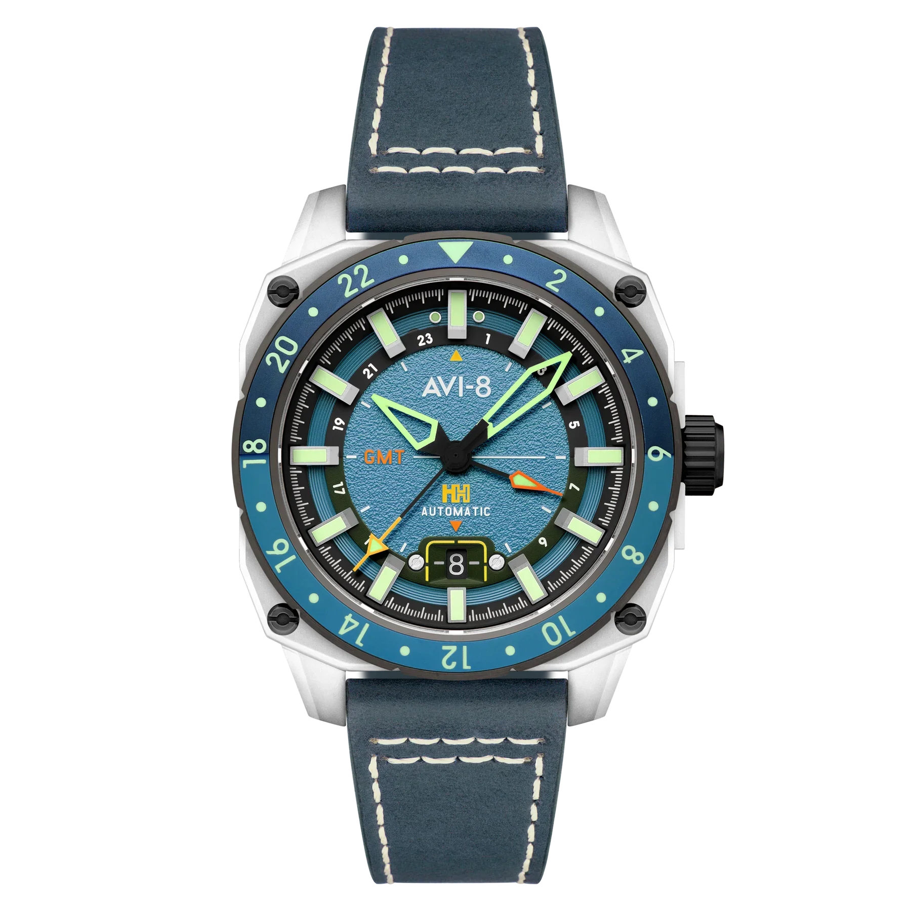 AVI-8 Atlas GMT Automatic Blue Leather Watch