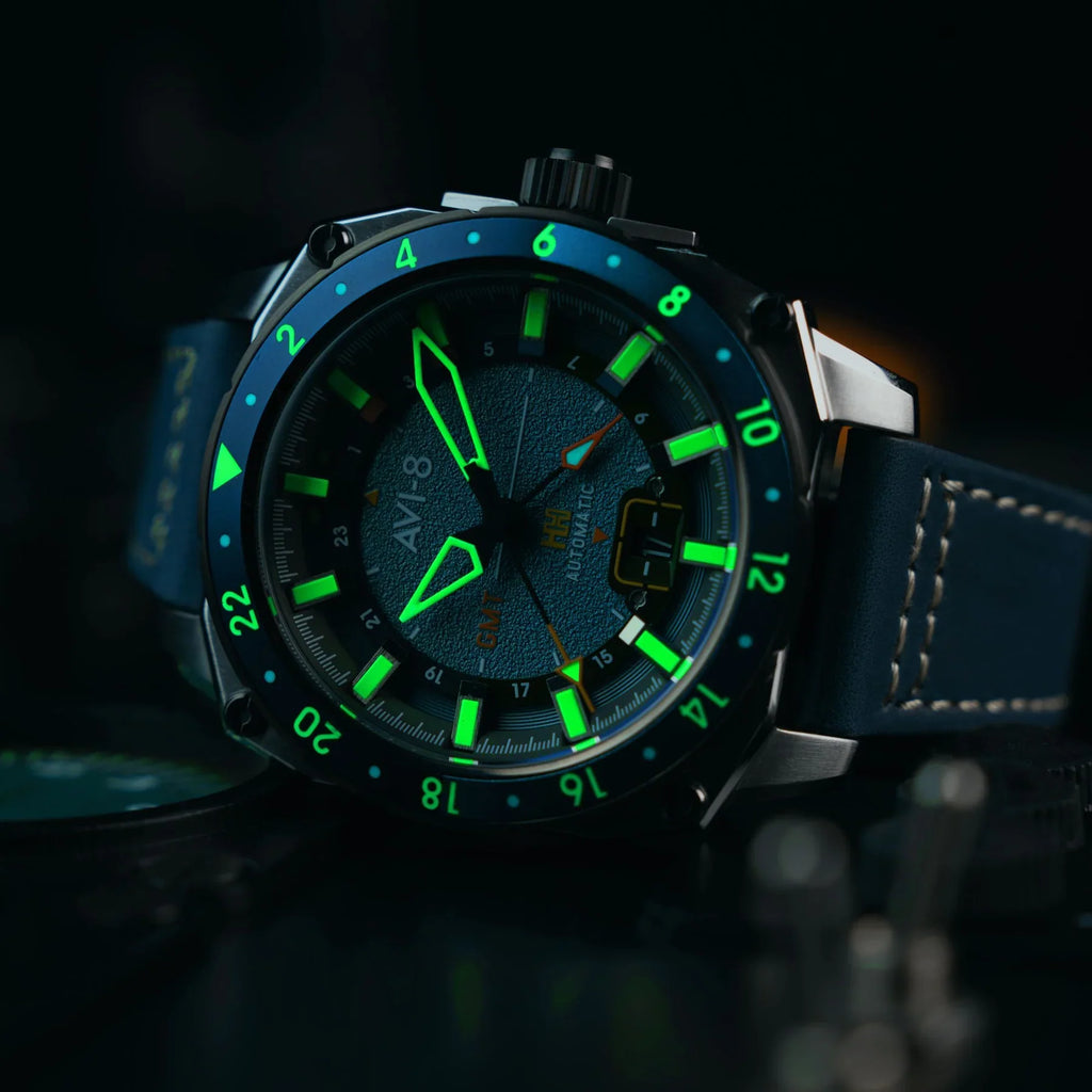 AVI-8 Atlas GMT Automatic Blue Leather Watch