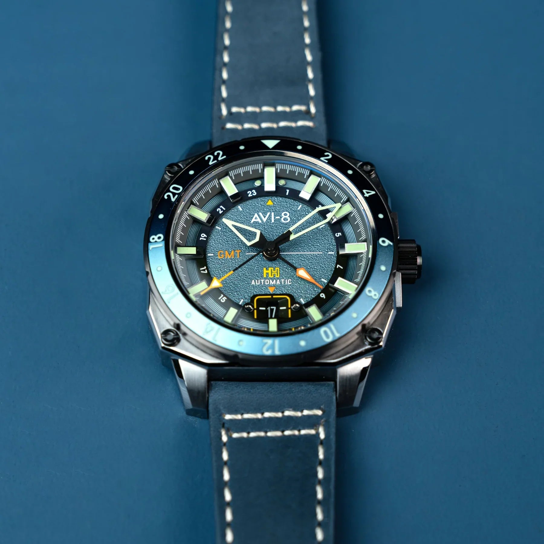 AVI-8 Atlas GMT Automatic Blue Leather Watch