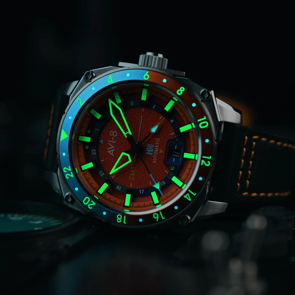 AVI-8 Hawker Hunter Atlas GMT Orange Automatic Watch