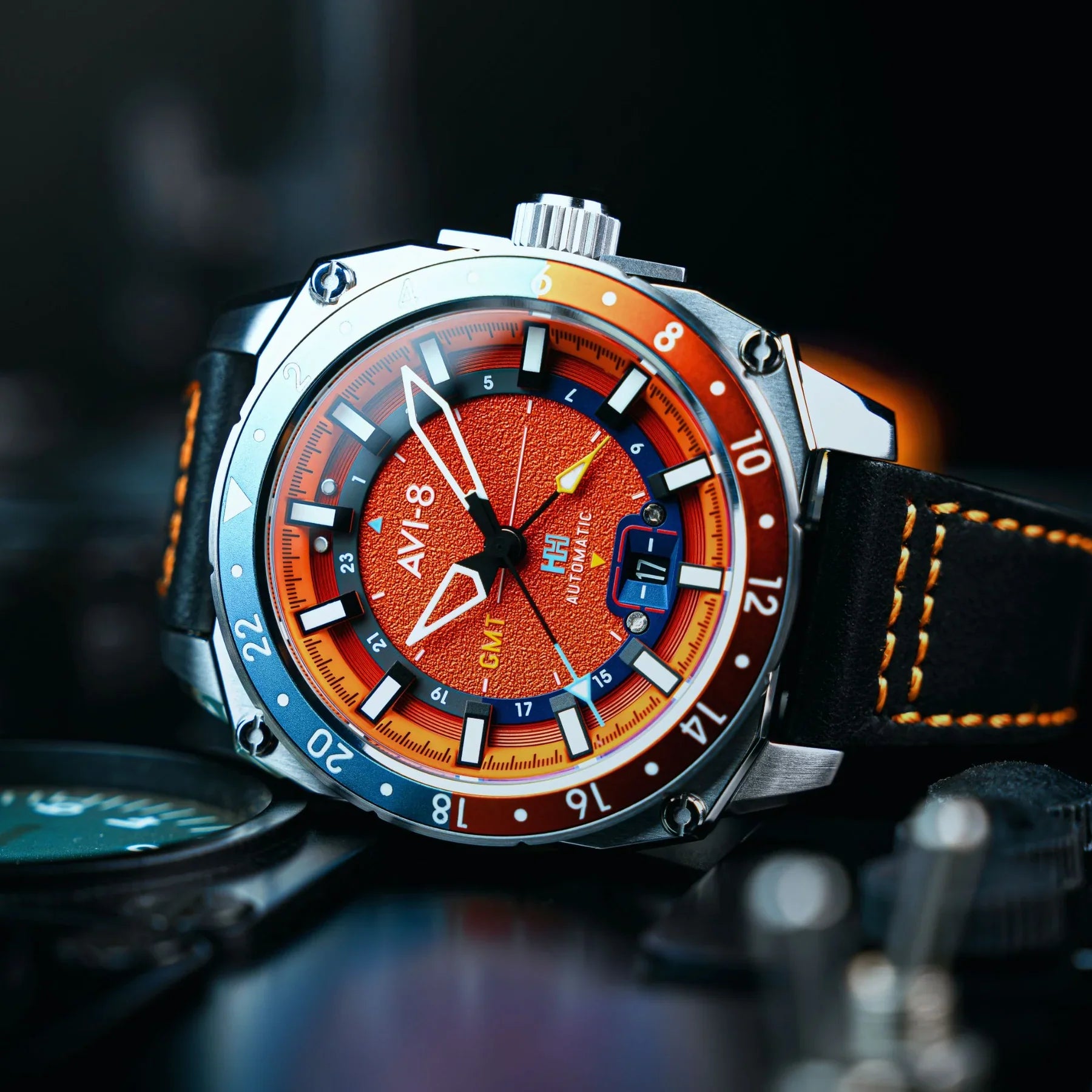 AVI-8 Hawker Hunter Atlas GMT Orange Automatic Watch