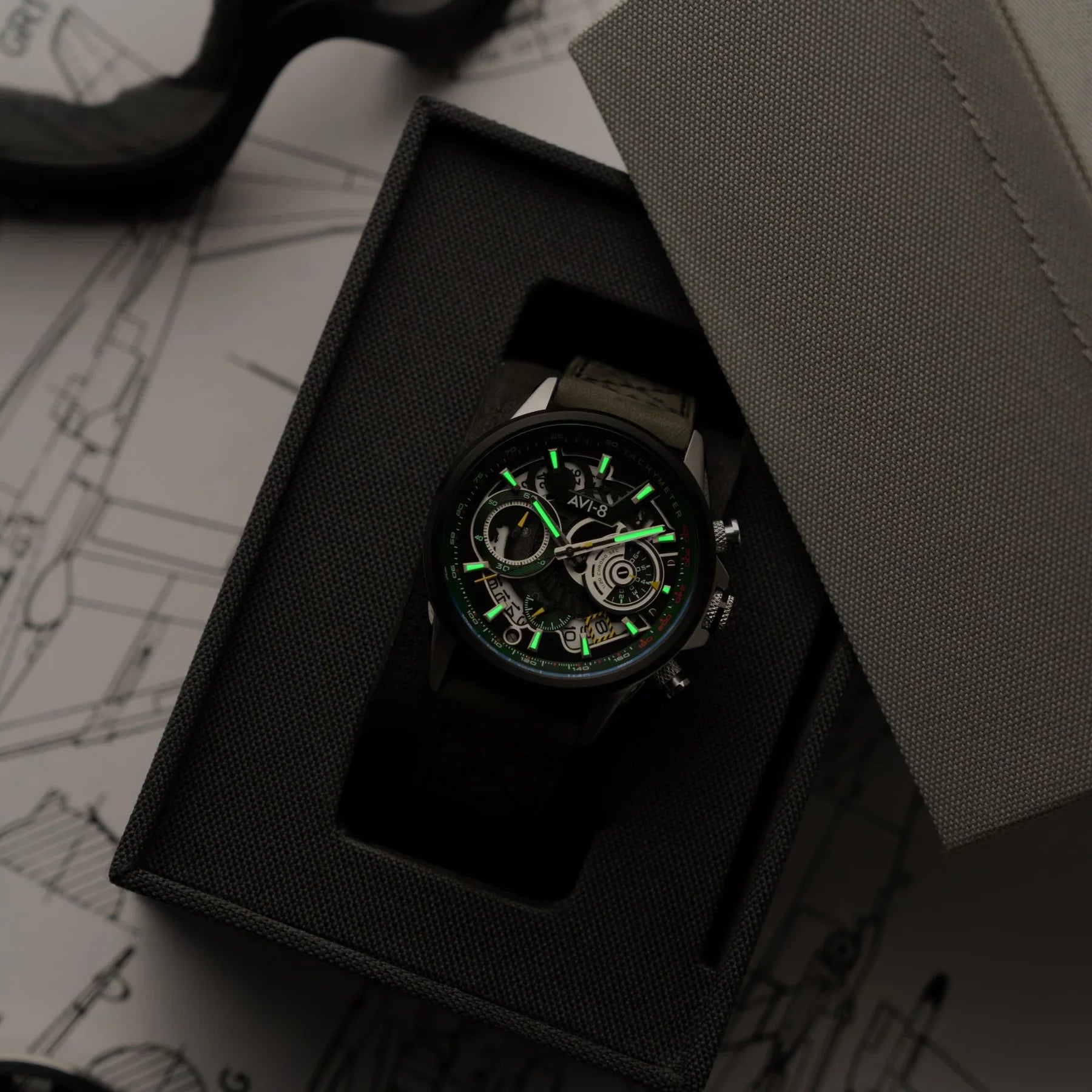 AVI-8 Hawker Harrier Matador Chronograph Green Watch