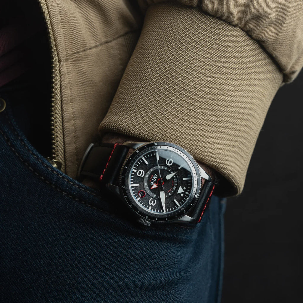 AVI-8 Flyboy Airmaster GMT Men's Black Automatic Watch