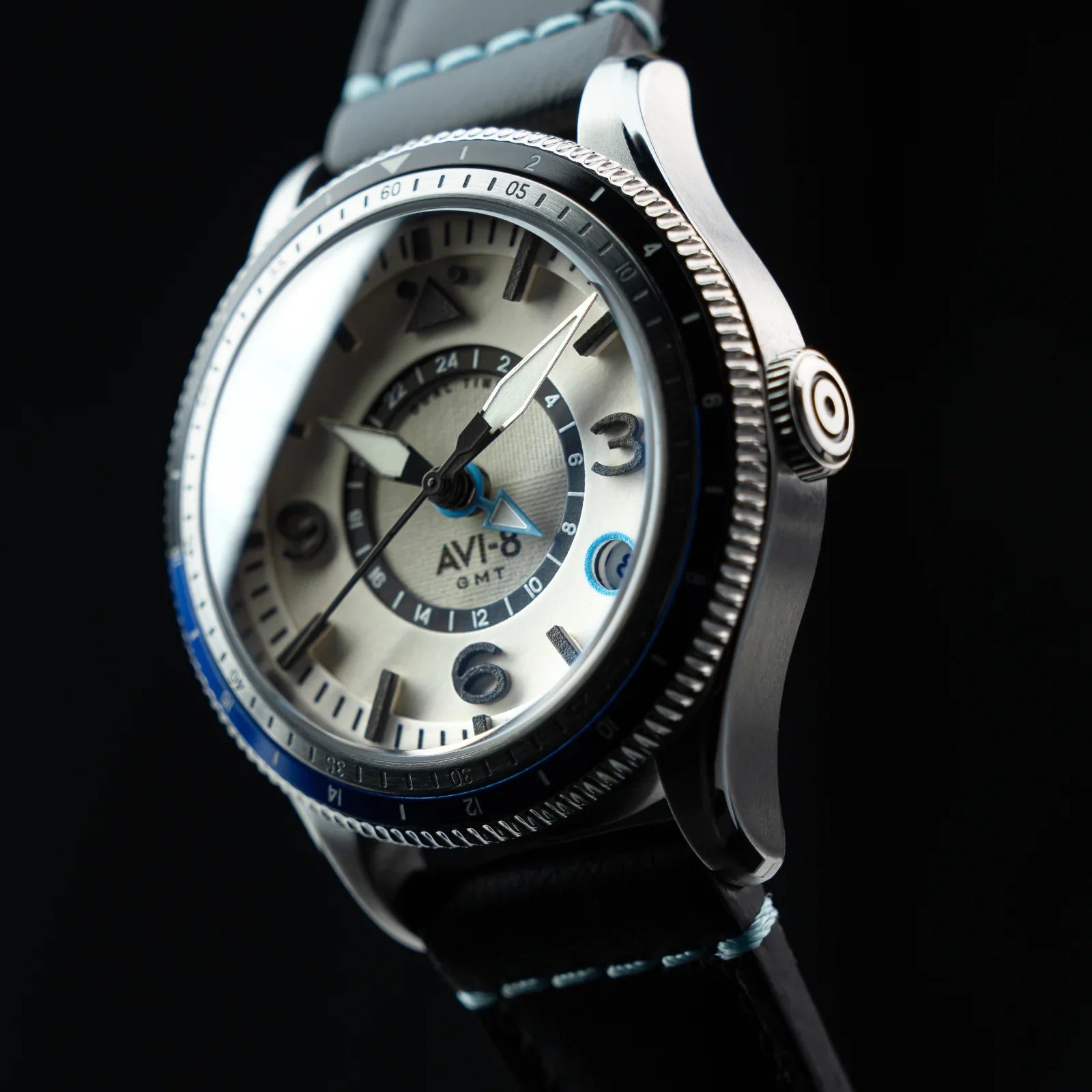 AVI-8 Flyboy Airmaster GMT Men's Black White Automatic Watch