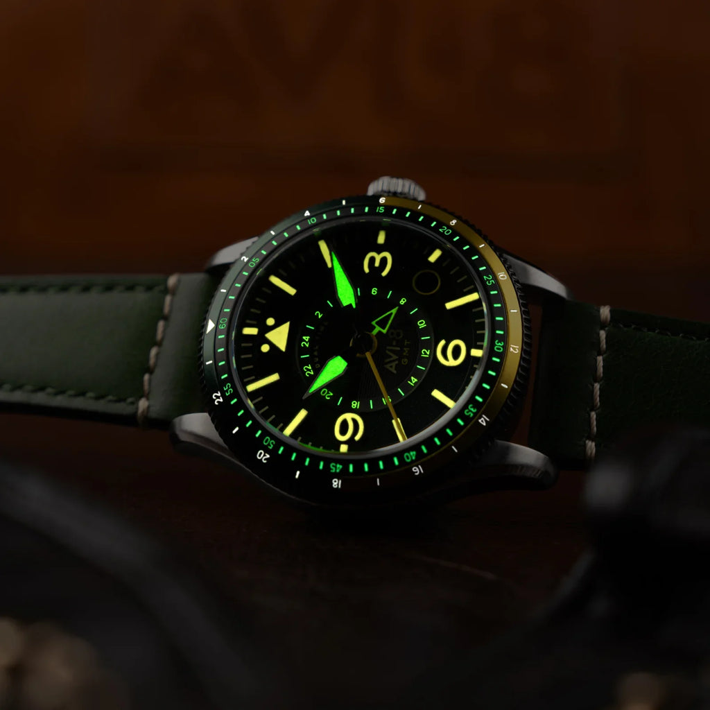 AVI-8 Flyboy Airmaster Green GMT Automatic Watch