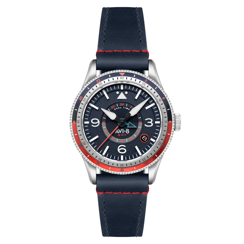 AVI-8 Airmaster GMT Automatic Men's Blue Leather Watch