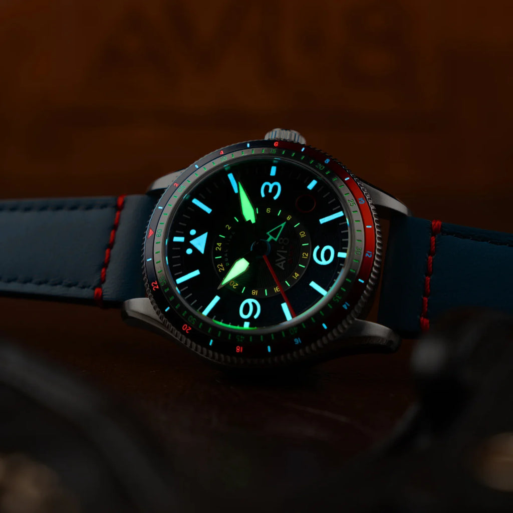 AVI-8 Airmaster GMT Automatic Men's Blue Leather Watch