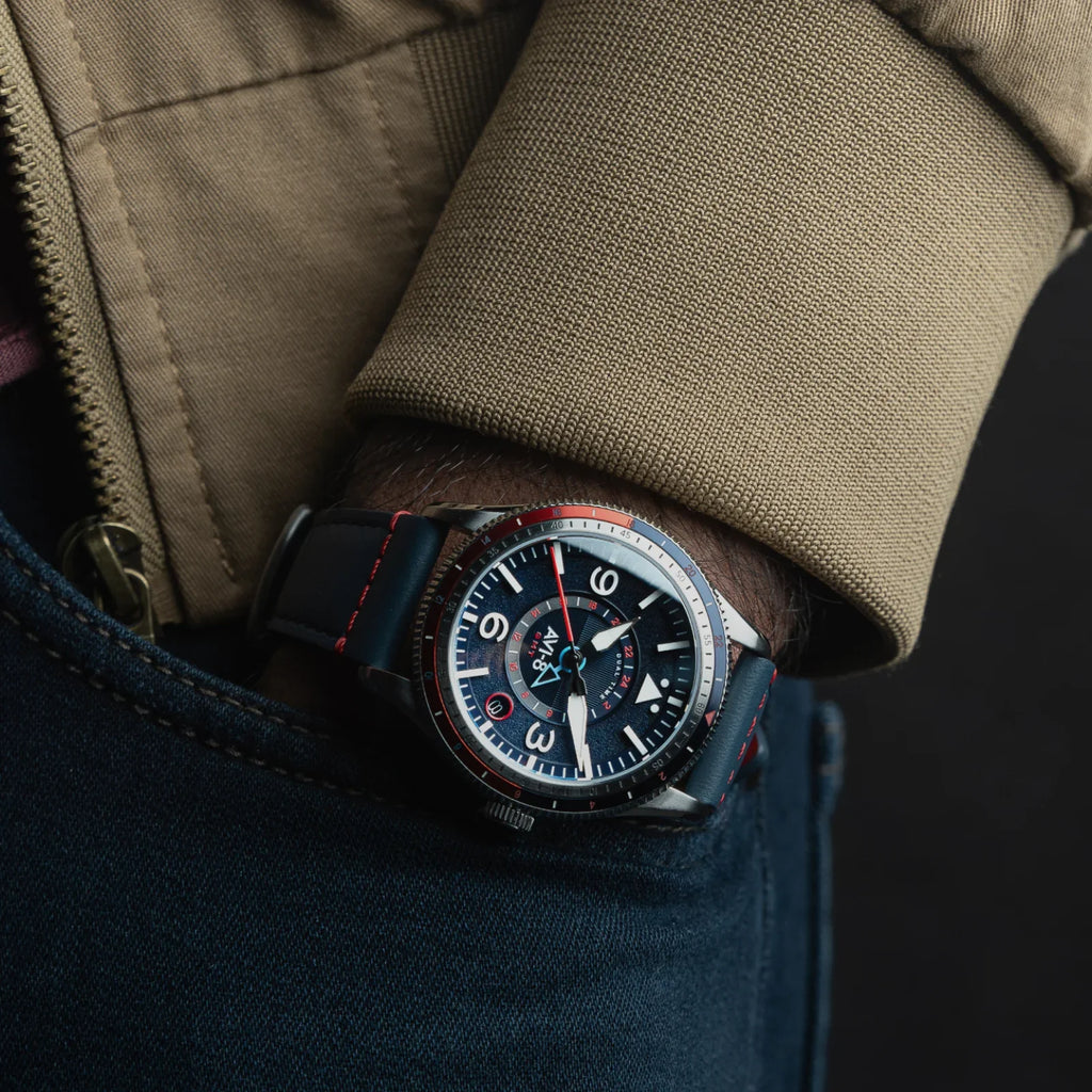 AVI-8 Airmaster GMT Automatic Men's Blue Leather Watch