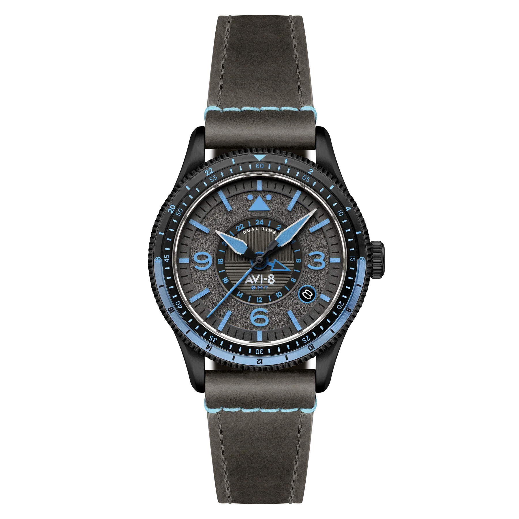 AVI-8 Flyboy Airmaster GMT Automatic Grey Leather Watch