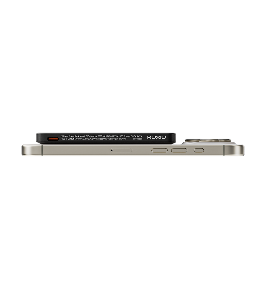 KUXIU B10 Ultra-Slim Magnetic Wireless Power Bank – Black