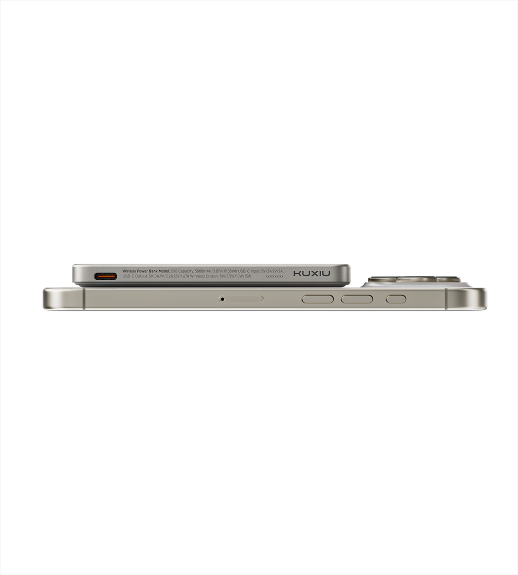 KUXIU B10 Ultra-Slim Magnetic Wireless Power Bank – Titanium