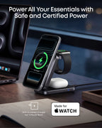 Anker Prime Wireless Charging Station (3-in-1, MagGo, AirCool, Foldable) and Anker Prime USB-C to USB-C Cable (240W, Upcycled-Braided)