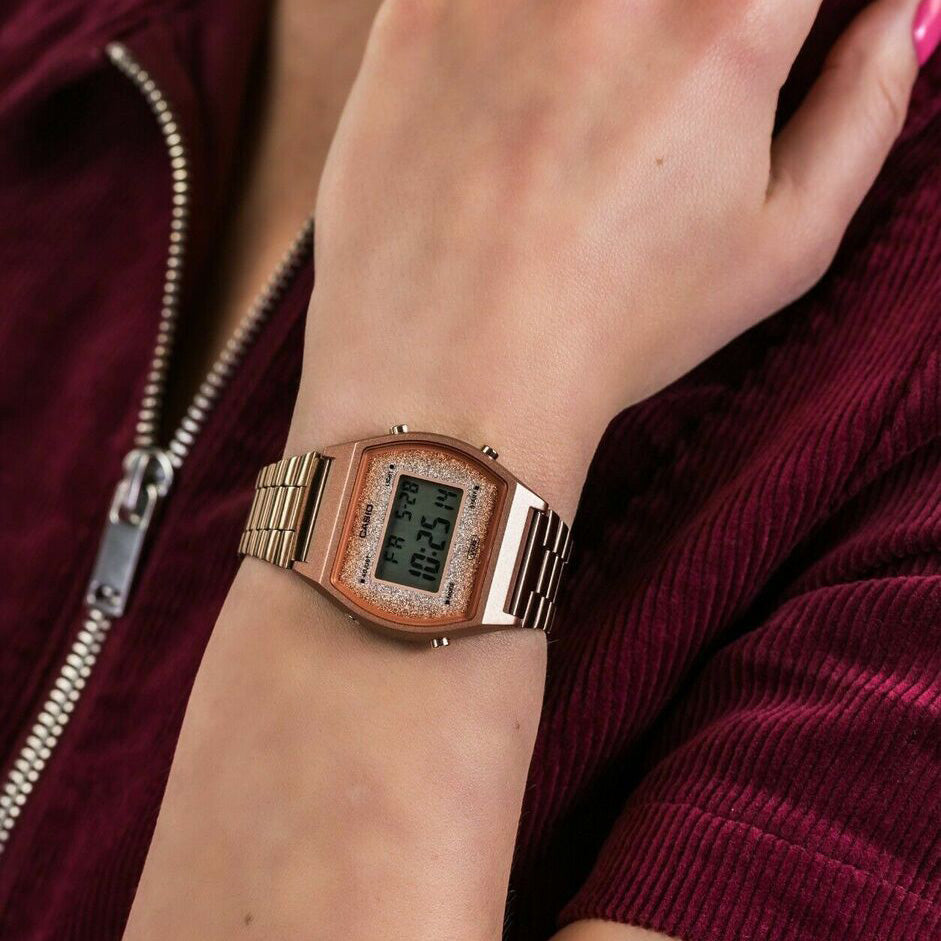 Casio Ladies Vintage Glitter Rose Gold Watch
