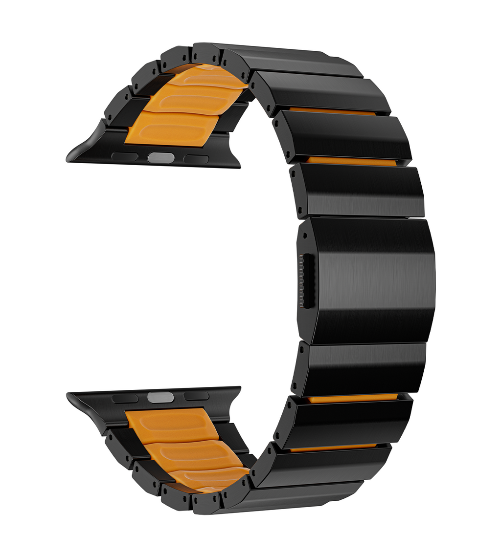 KUXIU Titanium Alloy Watch Band with Magnetic Clasp – Black & Orange