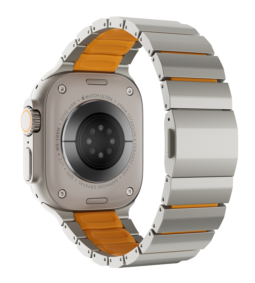 KUXIU Titanium Alloy Watch Band with Magnetic Clasp – Titanium & Orange