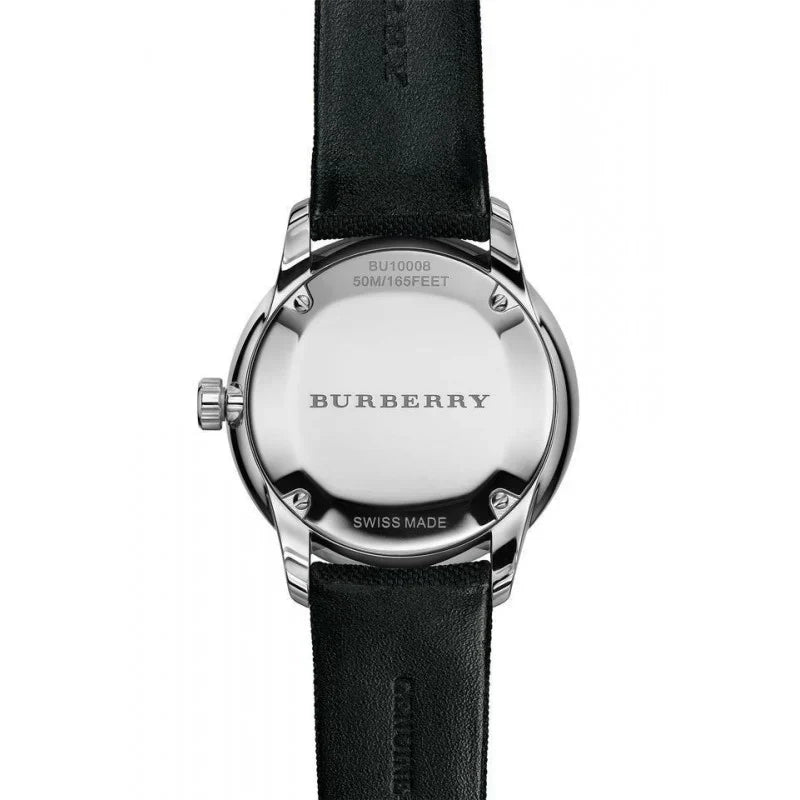 Burberry Men's Check Stamped Black White Watch