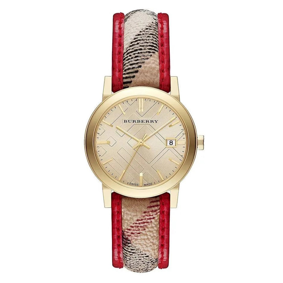 Burberry Ladies' Watch The City Check Gold Red