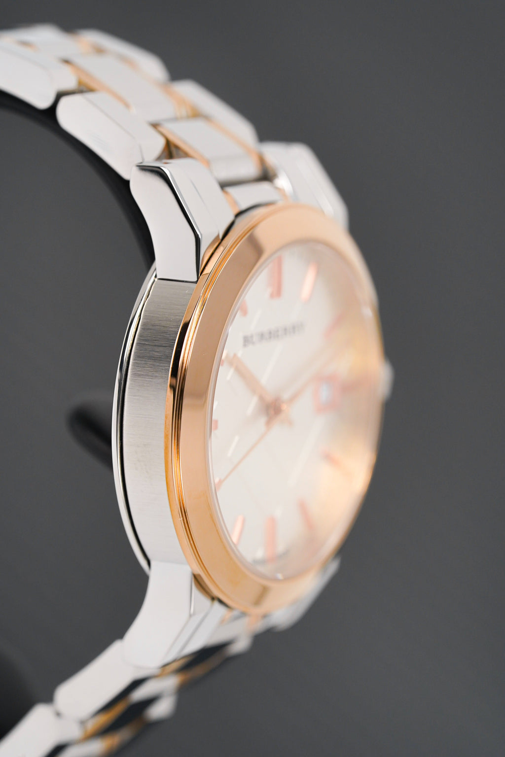 Burberry Ladies Watch Check Stamped Two Tone 34mm