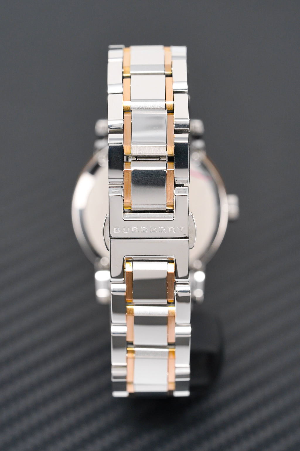 Burberry Ladies Watch Check Stamped Two Tone 34mm