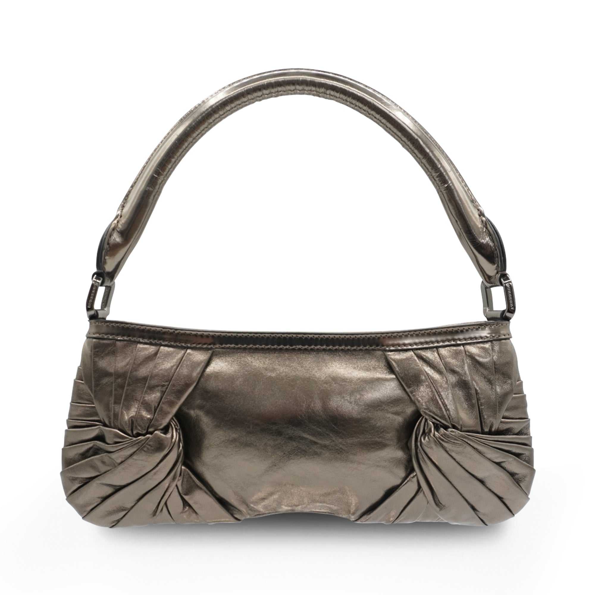 Burberry Pleated Pewter Shoulder Bag