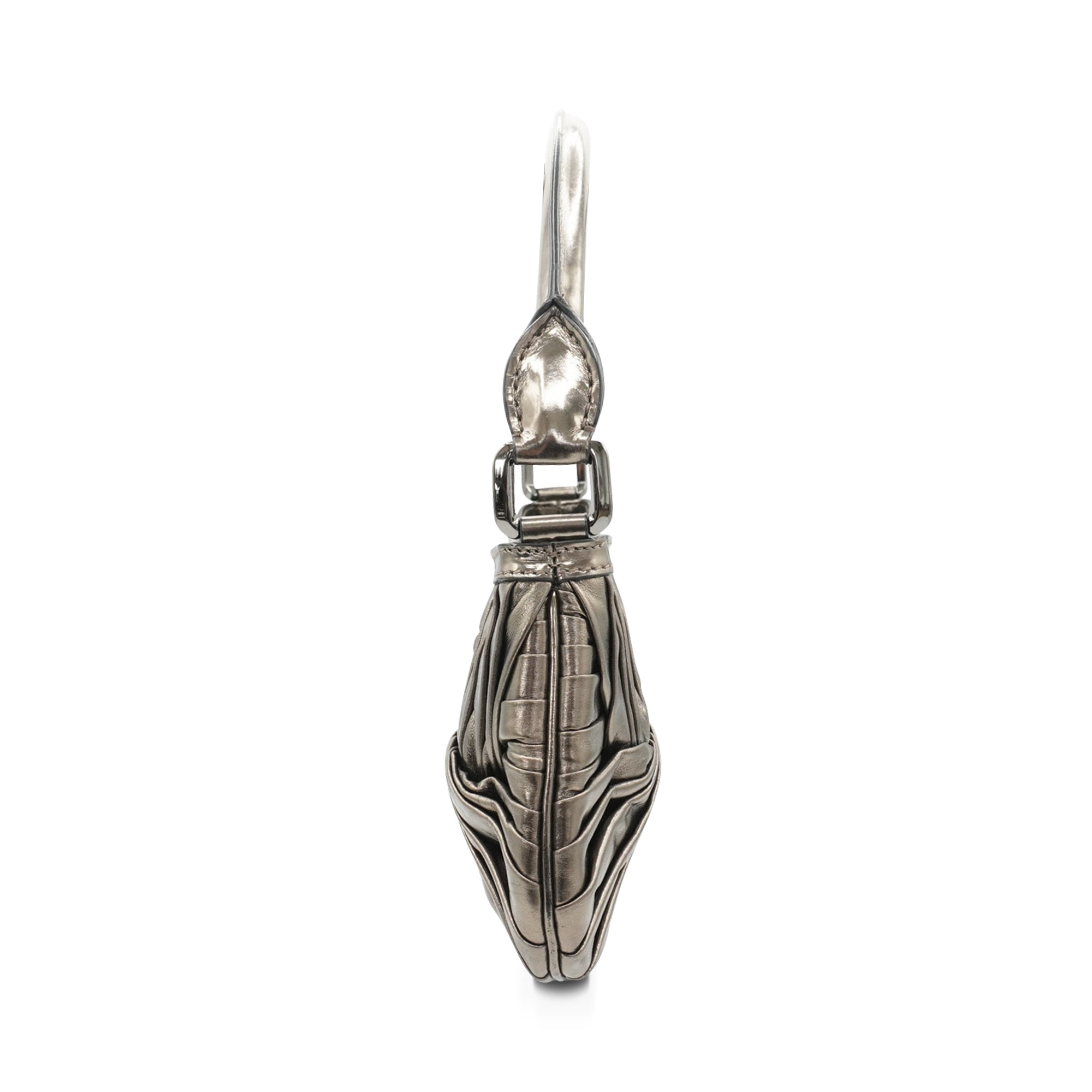 Burberry Pleated Pewter Shoulder Bag